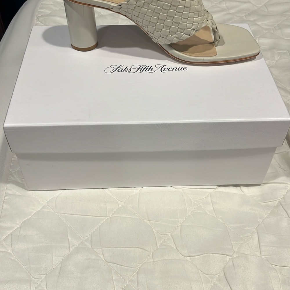 Saks Fifth Avenue Cream Heeled Sandals